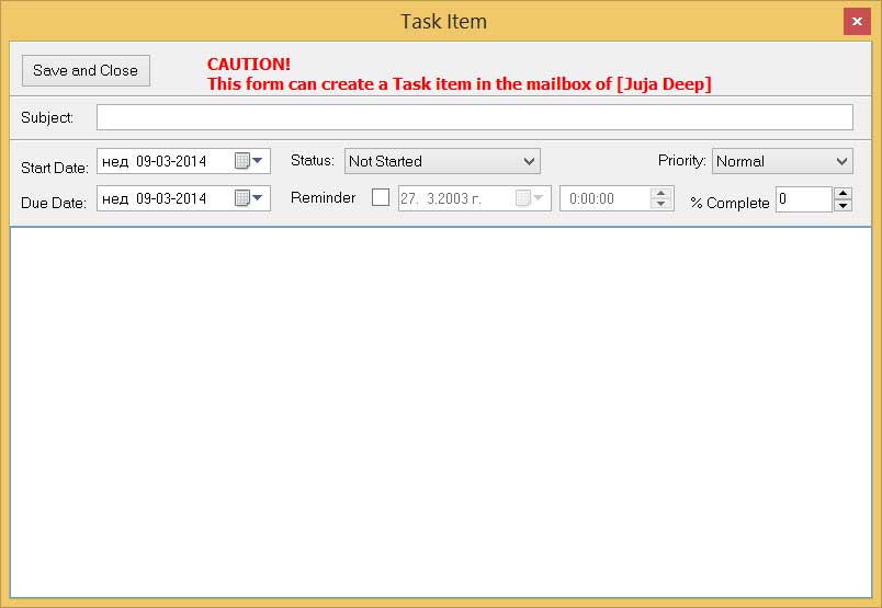 Task item Main Screen